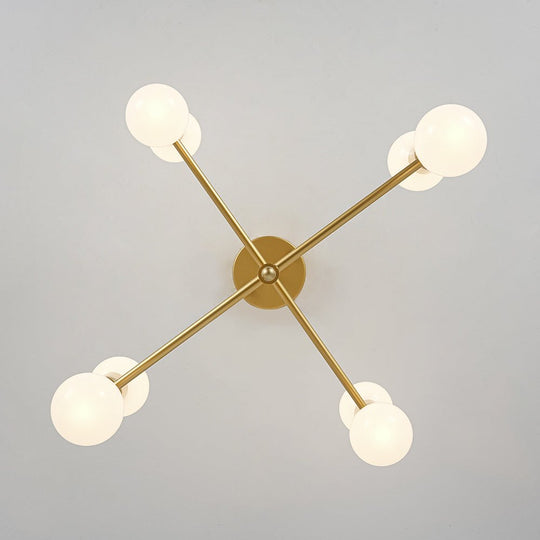 Pendantlightie - Modern Mid - Century 8 - Light Tiered Sputnik Semi Flush Mount - Semi Flush Mount - 