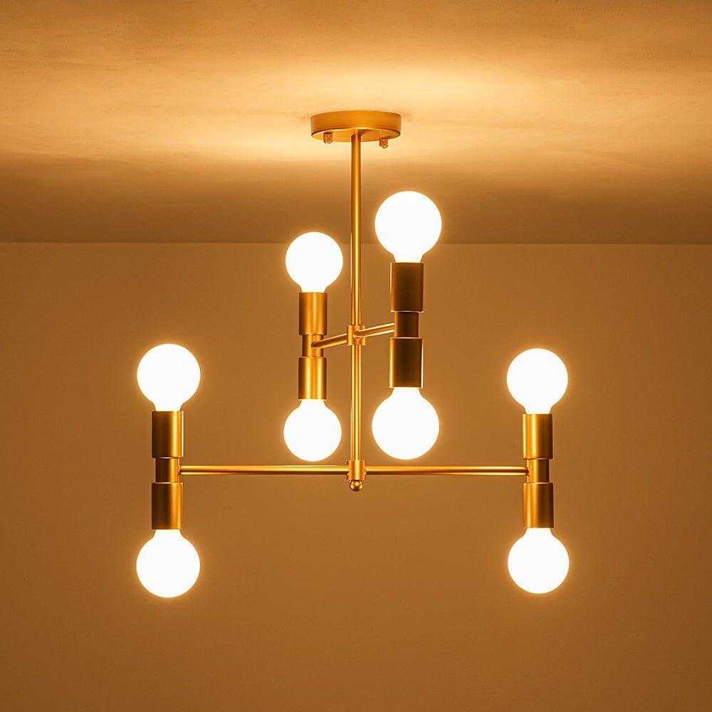 Pendantlightie - Modern Mid - Century 8 - Light Tiered Sputnik Semi Flush Mount - Semi Flush Mount - 