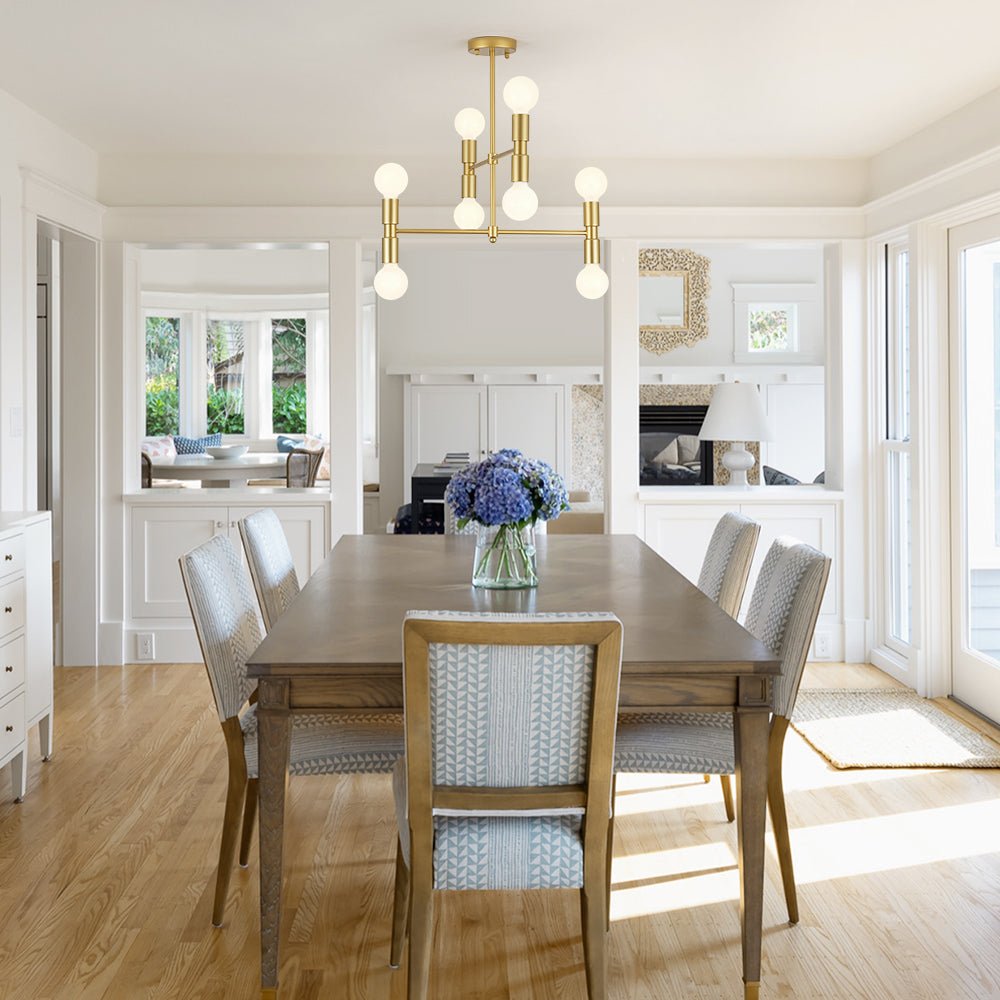 Pendantlightie - Modern Mid - Century 8 - Light Tiered Sputnik Semi Flush Mount - Semi Flush Mount - 