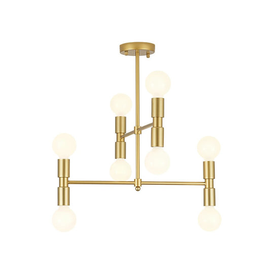 Pendantlightie - Modern Mid - Century 8 - Light Tiered Sputnik Semi Flush Mount - Semi Flush Mount - 