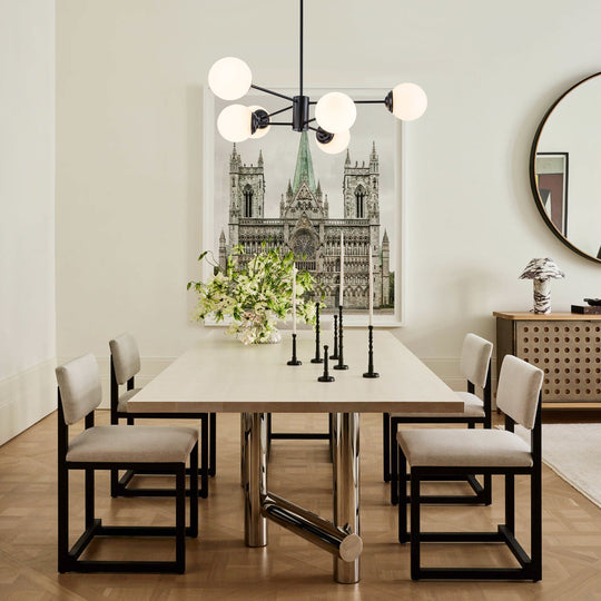 Pendantlightie-Modern Mid-Century Bubble Sputnik Chandelier-Chandeliers-8Lt-Black