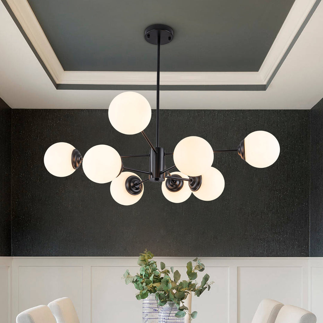 Pendantlightie-Modern Mid-Century Bubble Sputnik Chandelier-Chandeliers-8Lt-Black
