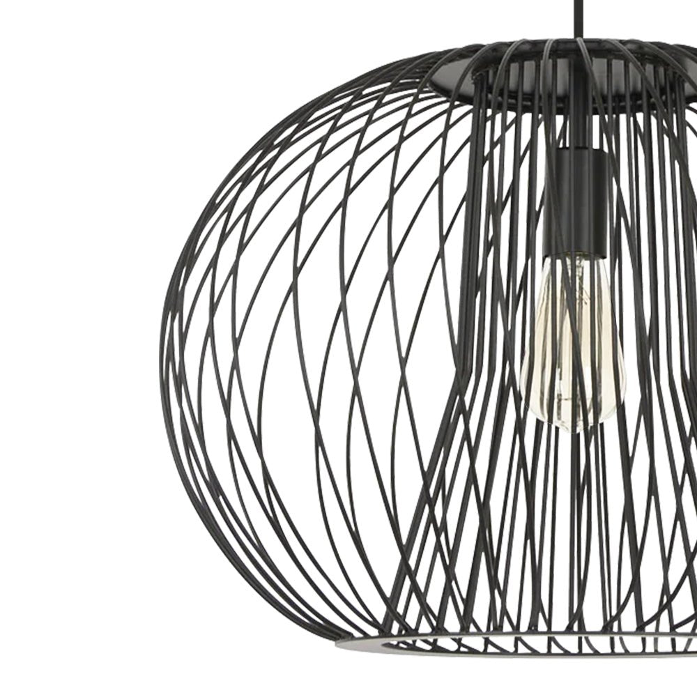 Pendantlightie - Modern Minimalist 1 - Light Metal Black Wire Frame Round Pendant Light - Pendants - Black - 