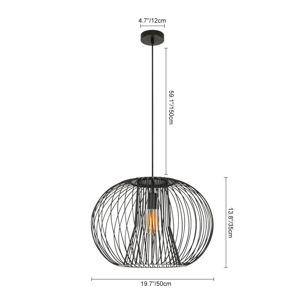 Pendantlightie - Modern Minimalist 1 - Light Metal Black Wire Frame Round Pendant Light - Pendants - Black - 