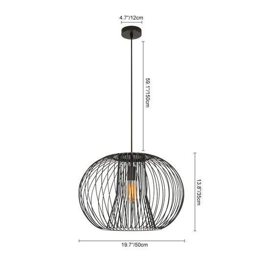 Pendantlightie - Modern Minimalist 1 - Light Metal Black Wire Frame Round Pendant Light - Pendants - Black - 