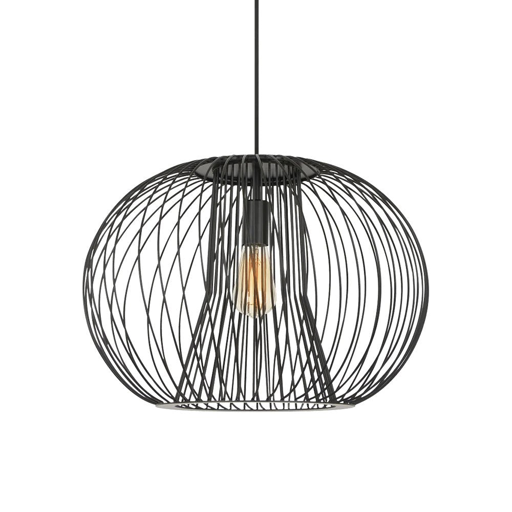 Pendantlightie - Modern Minimalist 1 - Light Metal Black Wire Frame Round Pendant Light - Pendants - Black - 