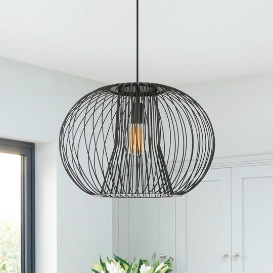 Pendantlightie - Modern Minimalist 1 - Light Metal Black Wire Frame Round Pendant Light - Pendants - Black - 