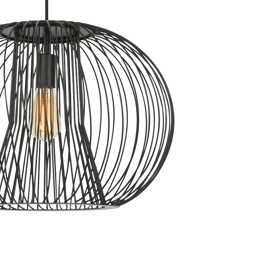 Pendantlightie - Modern Minimalist 1 - Light Metal Black Wire Frame Round Pendant Light - Pendants - Black - 