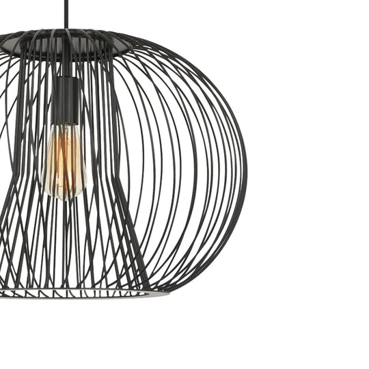 Pendantlightie - Modern Minimalist 1 - Light Metal Black Wire Frame Round Pendant Light - Pendants - Black - 