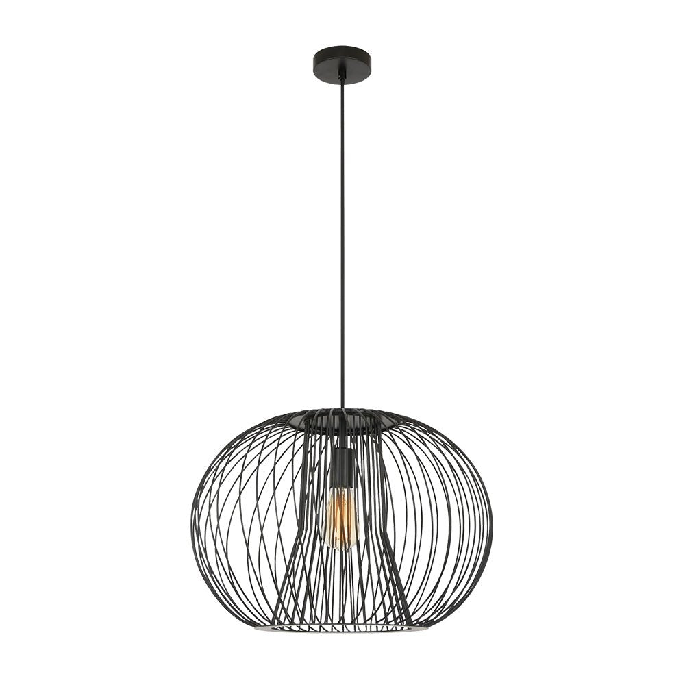 Pendantlightie - Modern Minimalist 1 - Light Metal Black Wire Frame Round Pendant Light - Pendants - Black - 