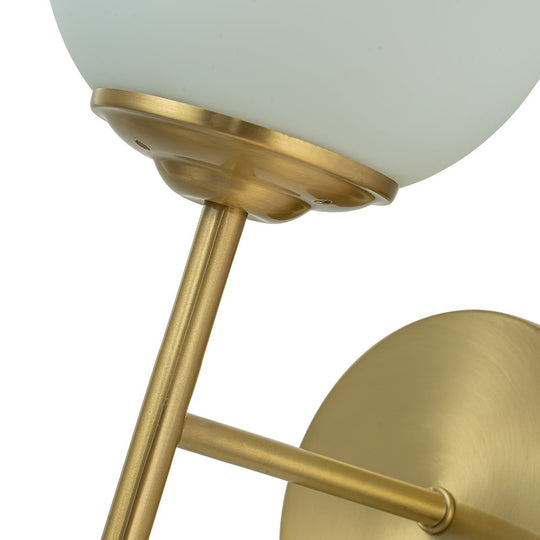 Pendantlightie - Modern Minimalist 1 - Light Milky Glass Globe Wall Light - Wall Light - Brass - 