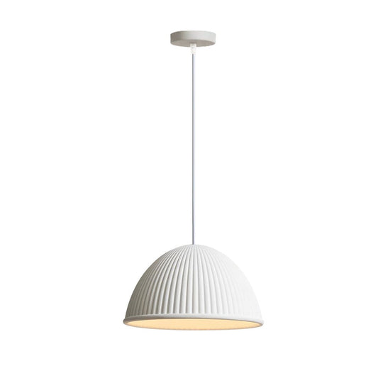 Pendantlightie-Modern Minimalist 1-Light Ribbed Resin Dome Pendant Light-Pendants-White-