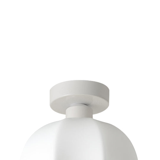Pendantlightie-Modern Minimalist 1-Light Scalloped White Dome Shade Ceiling Light-Semi Flush Mount-Black-