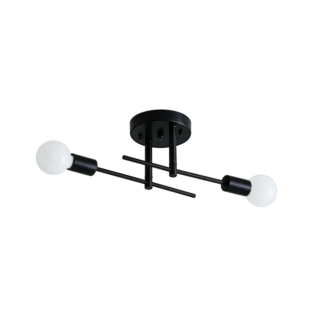 Pendantlightie-Modern Minimalist 2-Light Simple Linear Semi Flush Mount-Semi Flush Mount-Black+Gold-
