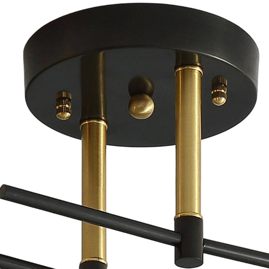 Pendantlightie-Modern Minimalist 2-Light Simple Linear Semi Flush Mount-Semi Flush Mount-Black+Gold-