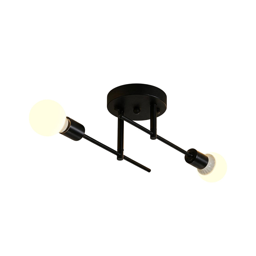 Pendantlightie-Modern Minimalist 2-Light Simple Linear Semi Flush Mount-Semi Flush Mount-Black+Gold-