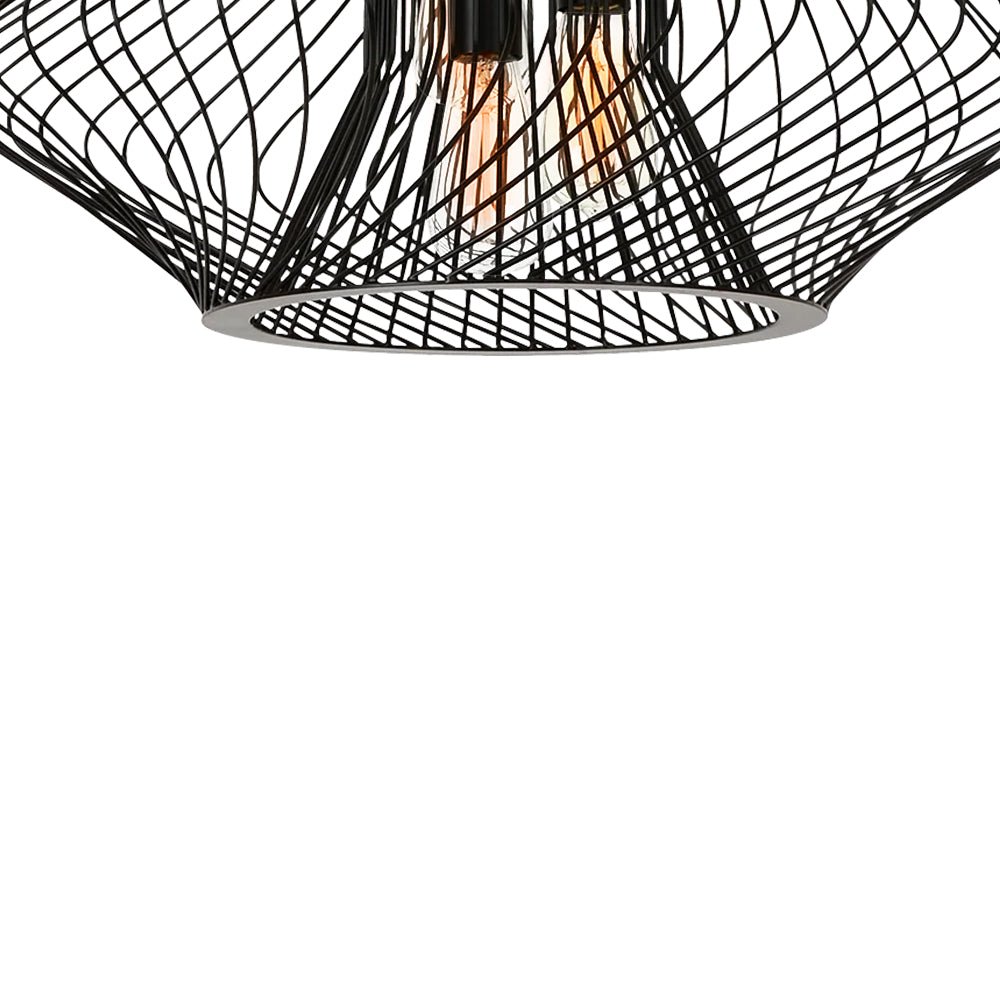 Pendantlightie - Modern Minimalist 3 - Light Black Metal Wire Frame Squat Pendant Light - Pendants - Black - 