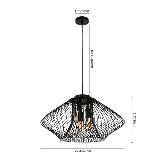 Pendantlightie - Modern Minimalist 3 - Light Black Metal Wire Frame Squat Pendant Light - Pendants - Black - 