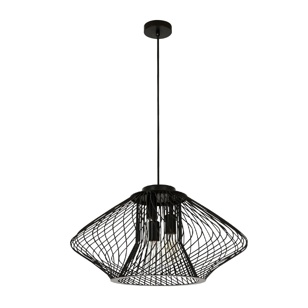 Pendantlightie - Modern Minimalist 3 - Light Black Metal Wire Frame Squat Pendant Light - Pendants - Black - 