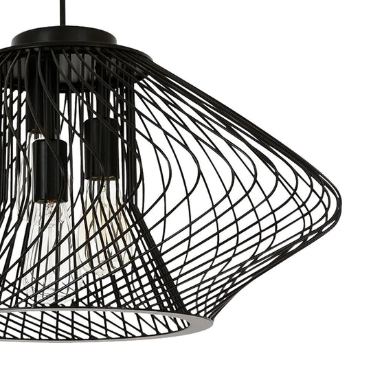 Pendantlightie - Modern Minimalist 3 - Light Black Metal Wire Frame Squat Pendant Light - Pendants - Black - 