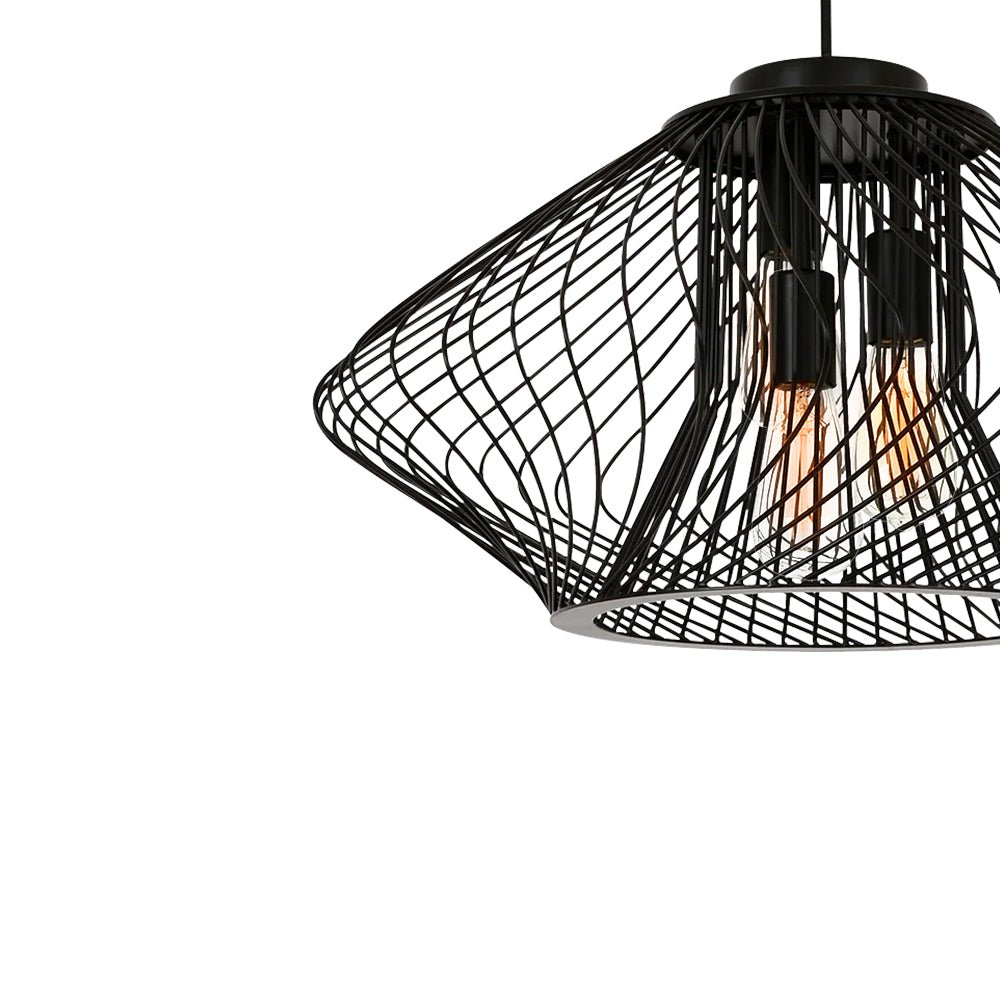 Pendantlightie - Modern Minimalist 3 - Light Black Metal Wire Frame Squat Pendant Light - Pendants - Black - 