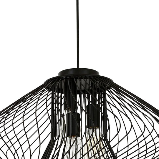 Pendantlightie - Modern Minimalist 3 - Light Black Metal Wire Frame Squat Pendant Light - Pendants - Black - 