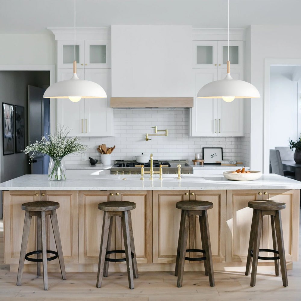 Pendantlightie - Modern Nordic 1 - Light Wood Accents Wide Dome Pendant Light - Pendants - Blue - 