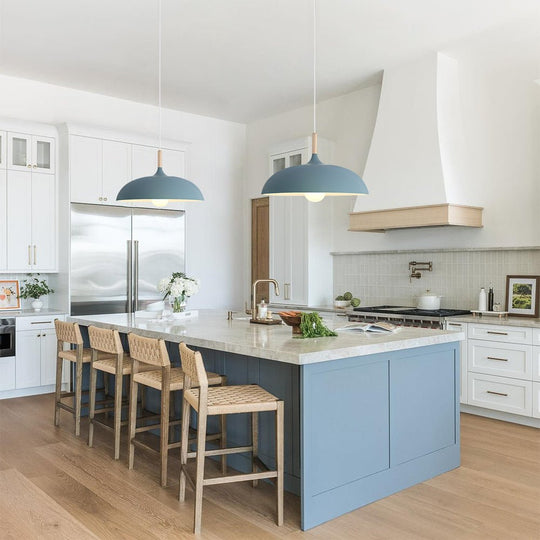 Pendantlightie - Modern Nordic 1 - Light Wood Accents Wide Dome Pendant Light - Pendants - Blue - 