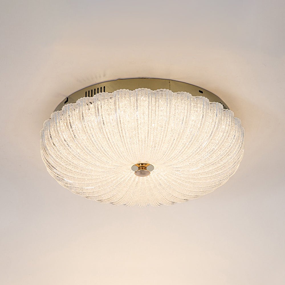 Pendantlightie - Modern Sparkle Dimmable Acrylic LED Scalloped Round Semi Ceiling Light - Semi Flush Mount - Large (50 CM) - 