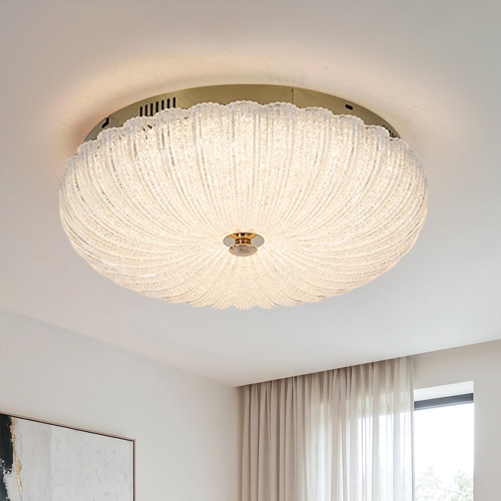 Pendantlightie - Modern Sparkle Dimmable Acrylic LED Scalloped Round Semi Ceiling Light - Semi Flush Mount - Large (50 CM) - 