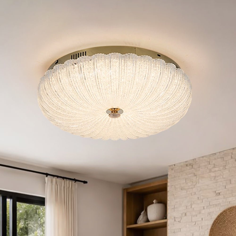 Pendantlightie - Modern Sparkle Dimmable Acrylic LED Scalloped Round Semi Ceiling Light - Semi Flush Mount - Medium (40 CM) - 
