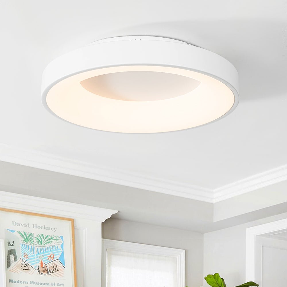 Pendantlightie - Modern Ultra Thin Simple Round LED Ceiling Light - Semi Flush Mount - White - 