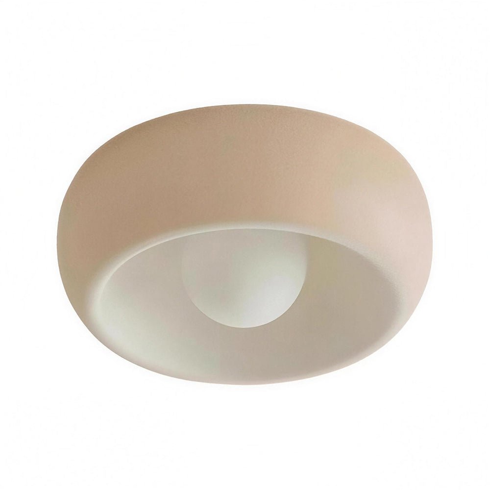 Pendantlightie - Nordic 1 - Light Creamy Glass Globe Round Resin Flush Mount - Flush Mount - Walnut - 