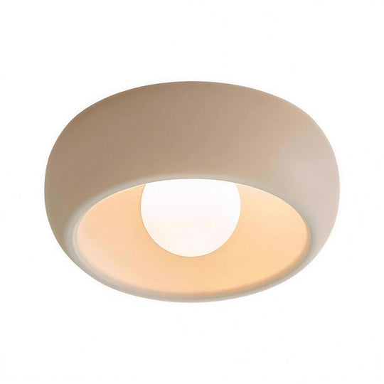Pendantlightie - Nordic 1 - Light Creamy Glass Globe Round Resin Flush Mount - Flush Mount - Walnut - 