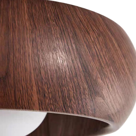 Pendantlightie - Nordic 1 - Light Creamy Glass Globe Round Resin Flush Mount - Flush Mount - Walnut - 
