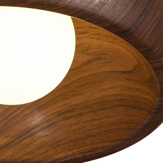 Pendantlightie - Nordic 1 - Light Creamy Glass Globe Round Resin Flush Mount - Flush Mount - Walnut - 