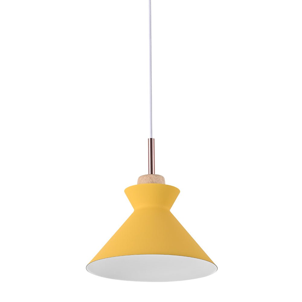 Pendantlightie - Nordic 1 - Light Creamy Wood Accents Cone Pendant Light For Kitchen - Pendants - Yellow - 