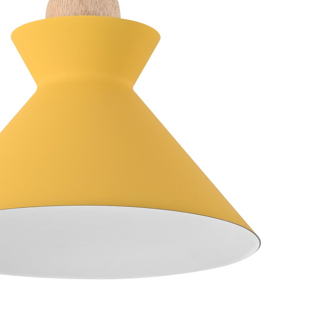 Pendantlightie - Nordic 1 - Light Creamy Wood Accents Cone Pendant Light For Kitchen - Pendants - Yellow - 