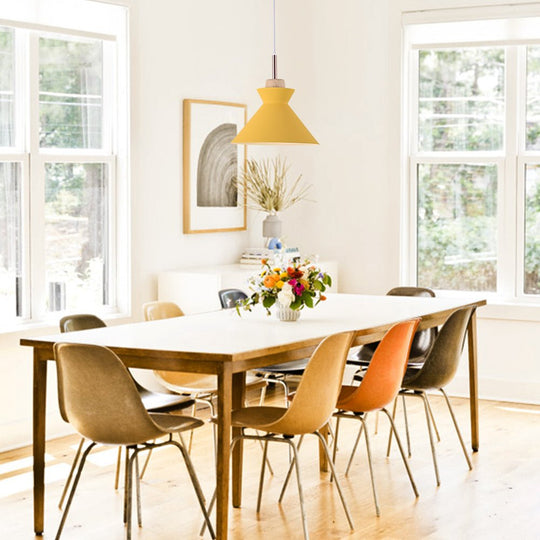 Pendantlightie - Nordic 1 - Light Creamy Wood Accents Cone Pendant Light For Kitchen - Pendants - Yellow - 