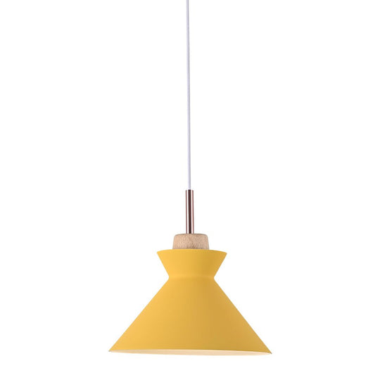 Pendantlightie - Nordic 1 - Light Creamy Wood Accents Cone Pendant Light For Kitchen - Pendants - Yellow - 