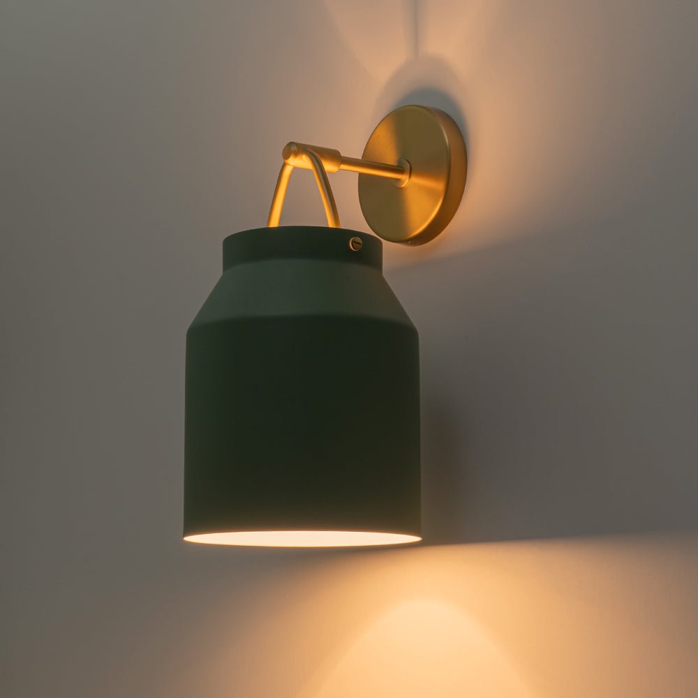 Pendantlightie - Nordic 1 - Light Cylinder Drum Glass Wall Sconce - Wall Light - Green - 