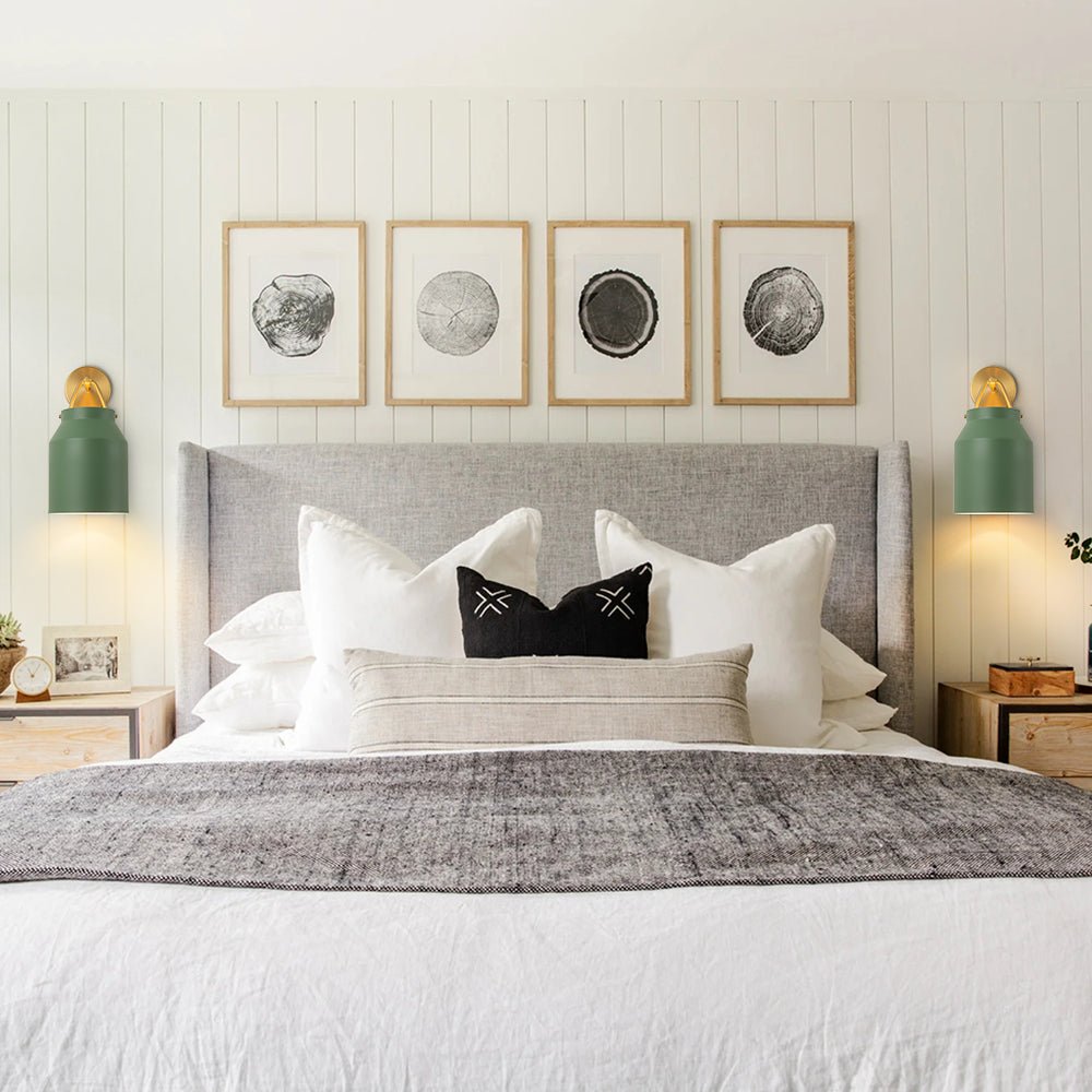 Pendantlightie - Nordic 1 - Light Cylinder Drum Glass Wall Sconce - Wall Light - Green - 