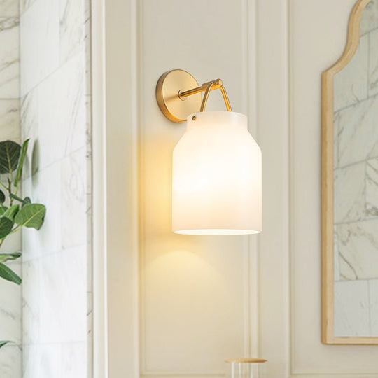 Pendantlightie - Nordic 1 - Light Cylinder Drum Glass Wall Sconce - Wall Light - White - 