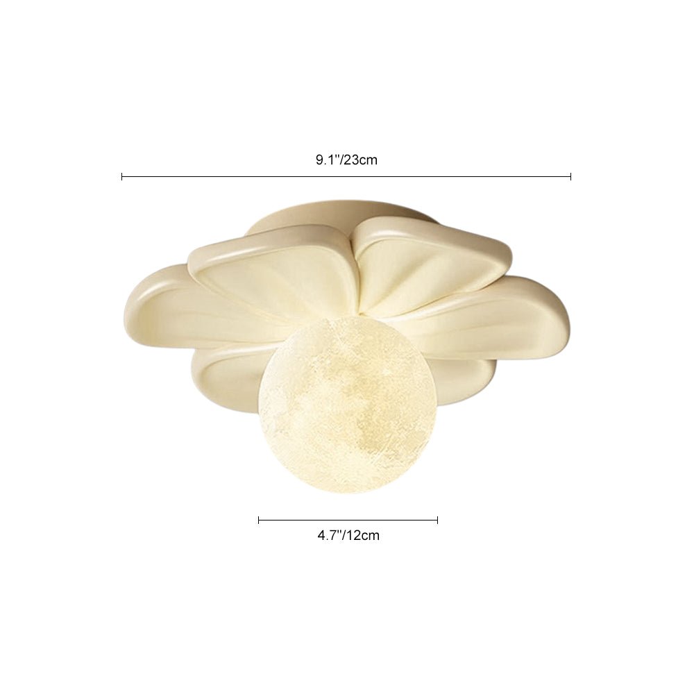 Pendantlightie - Nordic 1 - Light Moon Globe Creamy Flower Resin Semi Flush Mount - Semi Flush Mount - Green - 