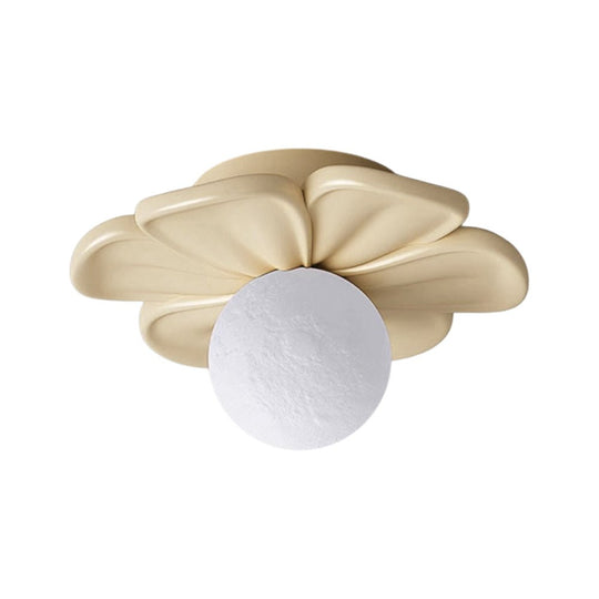 Pendantlightie - Nordic 1 - Light Moon Globe Creamy Flower Resin Semi Flush Mount - Semi Flush Mount - Green - 