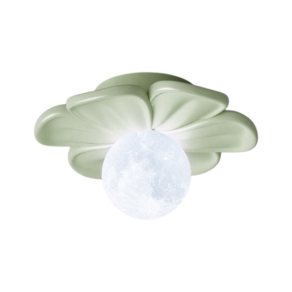 Pendantlightie - Nordic 1 - Light Moon Globe Creamy Flower Resin Semi Flush Mount - Semi Flush Mount - Green - 
