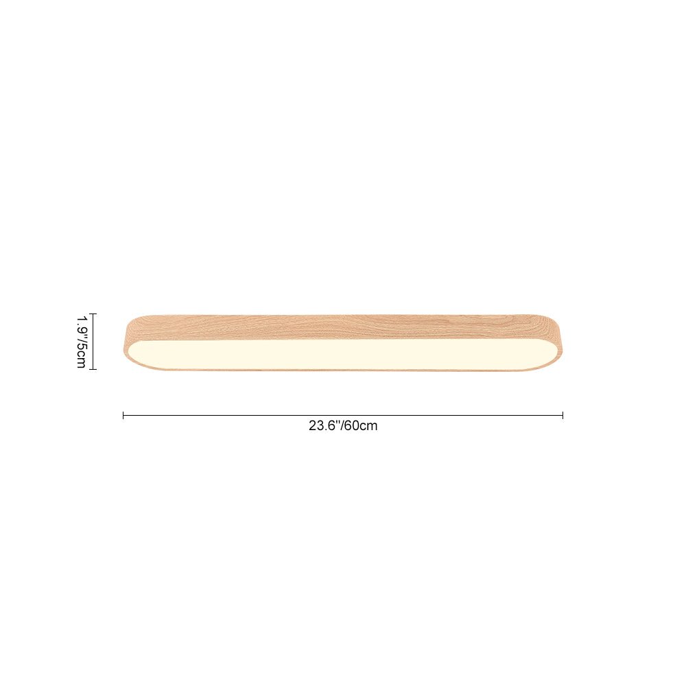 Pendantlightie - Nordic 1 - Light Oval Shape Led Ceiling Flush Mount With Wood Accent - Flush Mount - Cool White Light - Light Brown