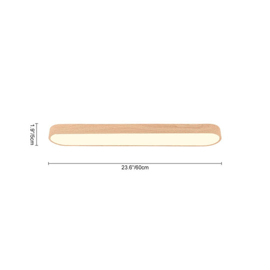 Pendantlightie - Nordic 1 - Light Oval Shape Led Ceiling Flush Mount With Wood Accent - Flush Mount - Cool White Light - Light Brown