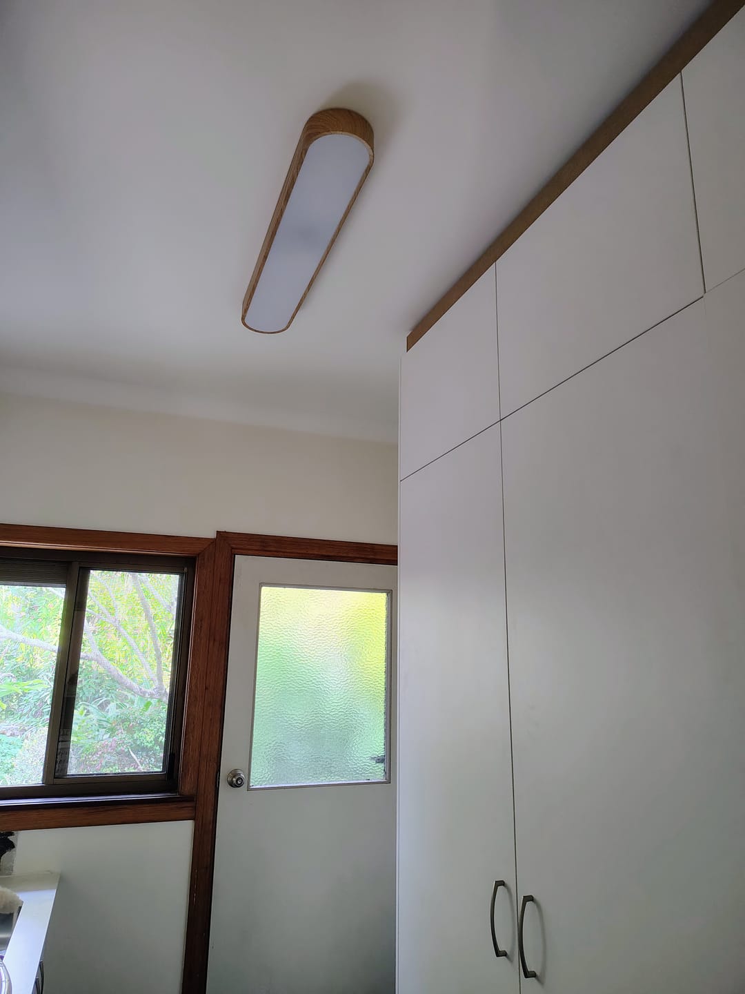 Pendantlightie - Nordic 1 - Light Oval Shape Led Ceiling Flush Mount With Wood Accent - Flush Mount - Warm White Light - Dark Brown