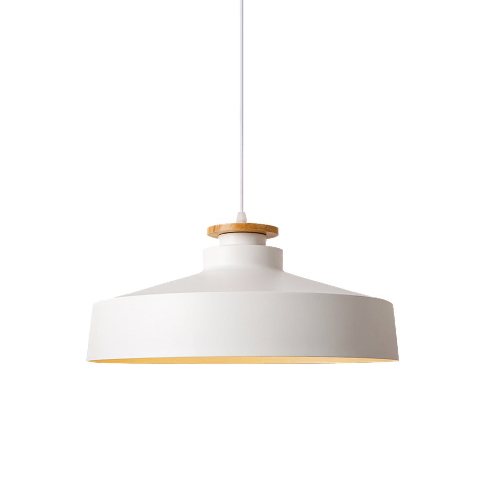 Pendantlightie - Nordic 1 - Light Wood Accents Flat Dome Pendant Light For Kitchen Island - Pendants - Black - 